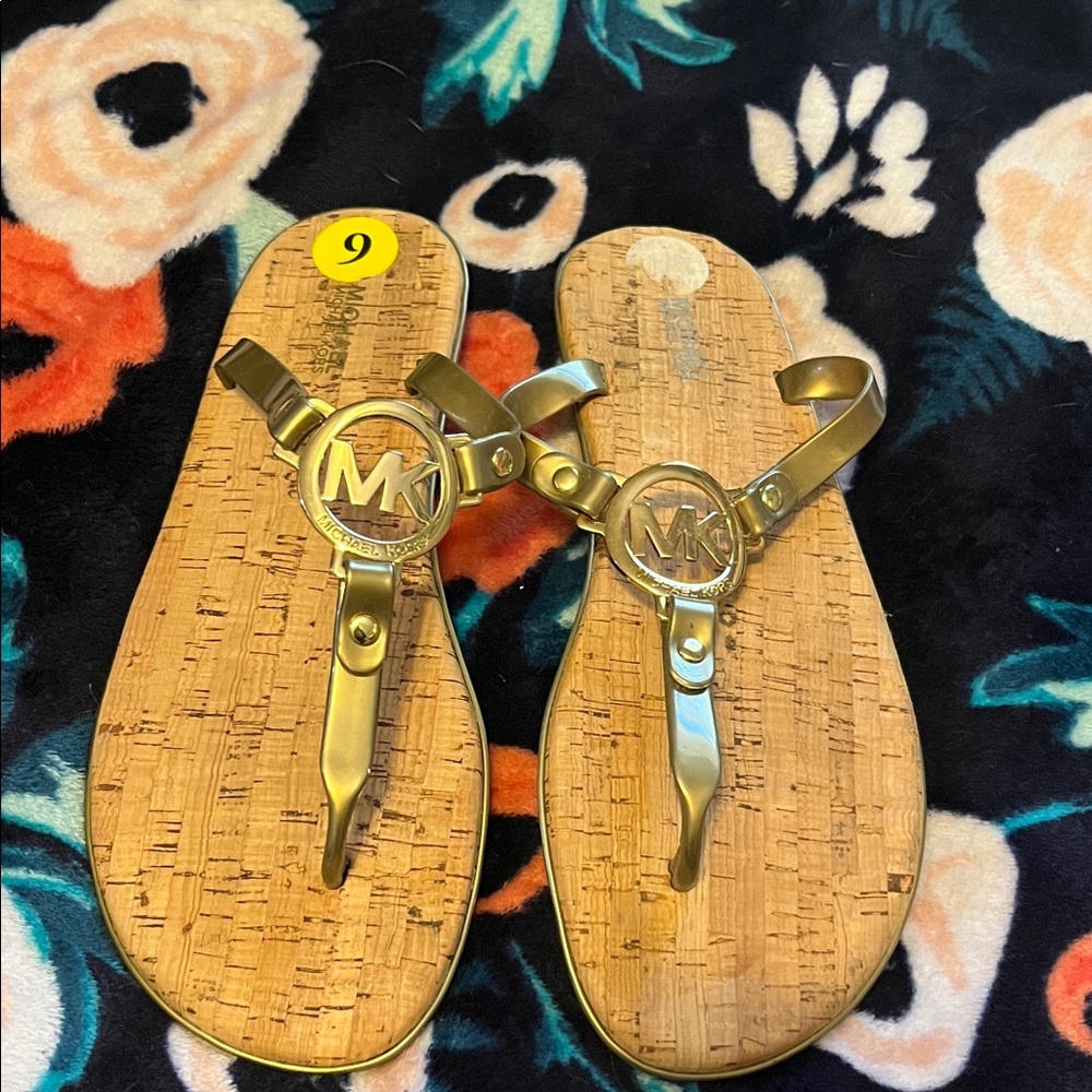 Michael Kors Gold Cork Sandals